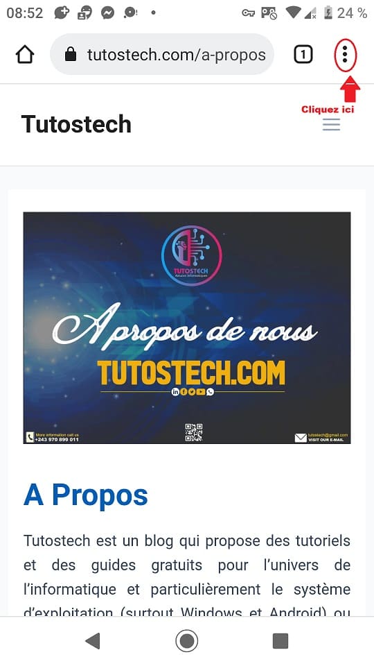 Comment traduire la langue du contenu dans un navigateur ? page a propos tutostech