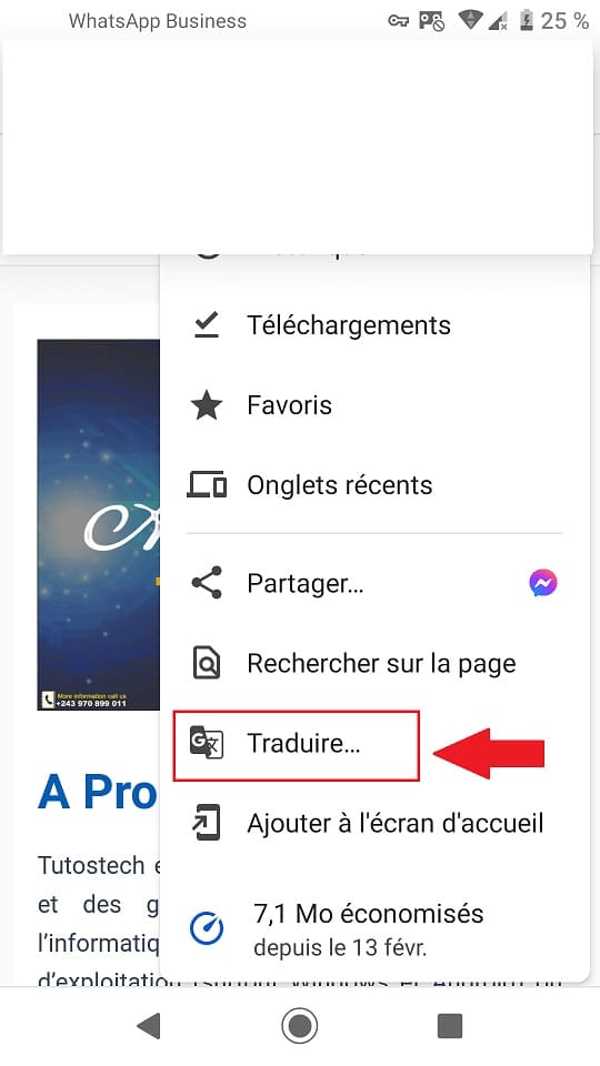 comment traduire une page entière dans chrome : menu traduction dans chrome