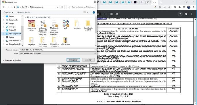 la demande où enregistrer les fichiers