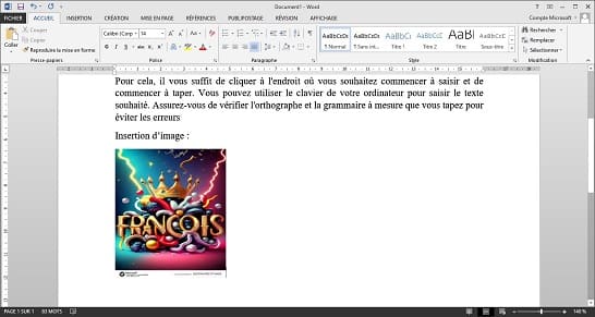 Insertion d'images Word