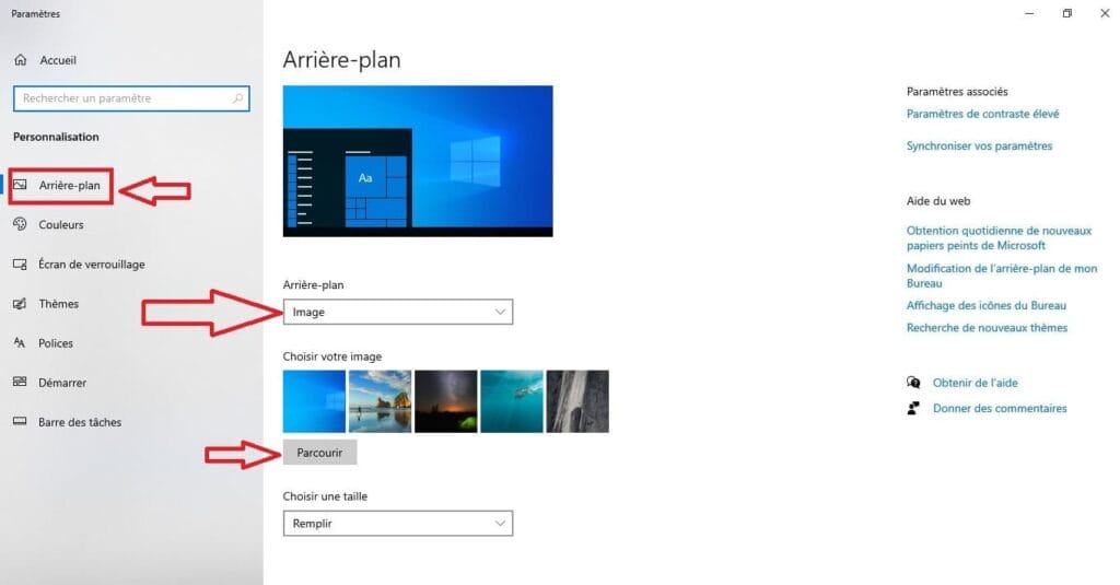 Changer le fond d’écran