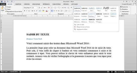 mise en forme du Style de texte