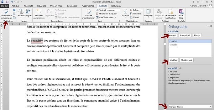 le correcteur orthographique et grammatical
