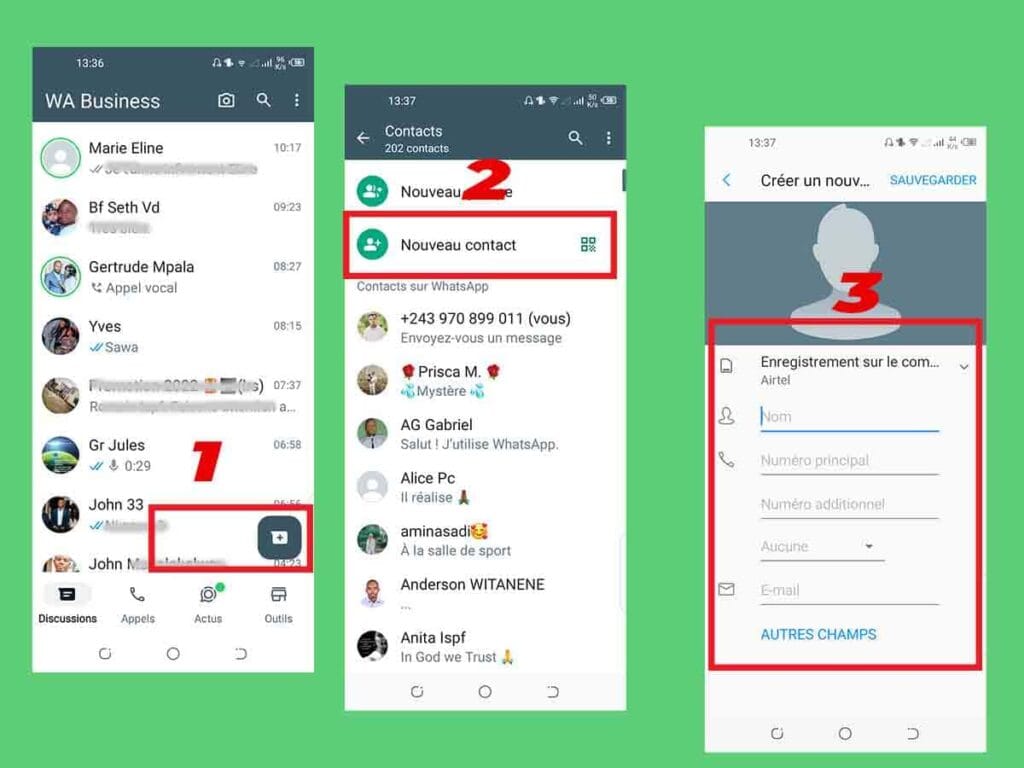 ajout Contact WhatsApp Windows