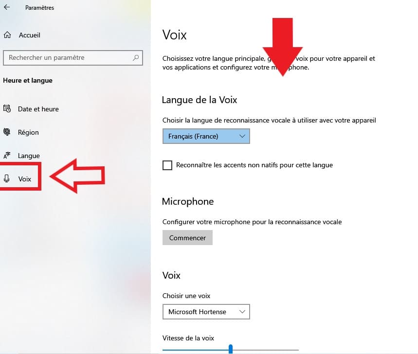 Voix Windows 10