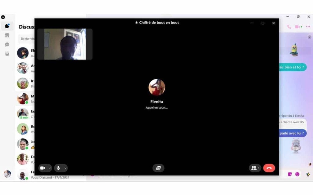 Appel vidéo Facebook messenger
