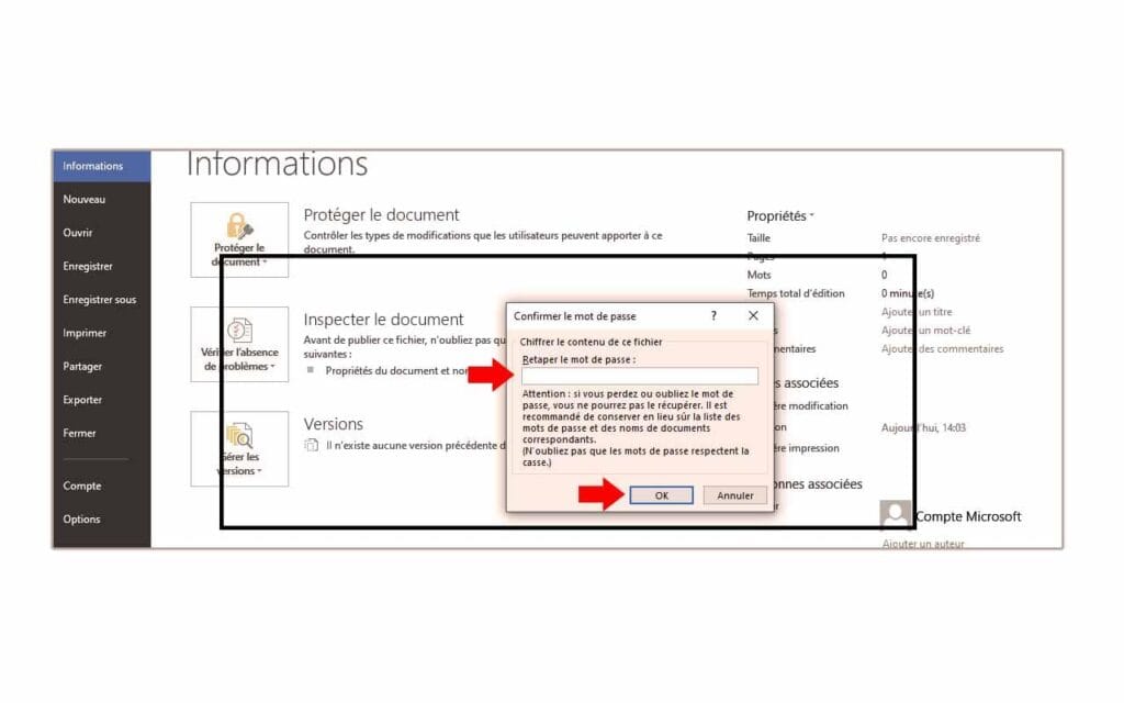 Confirmation mot de passe