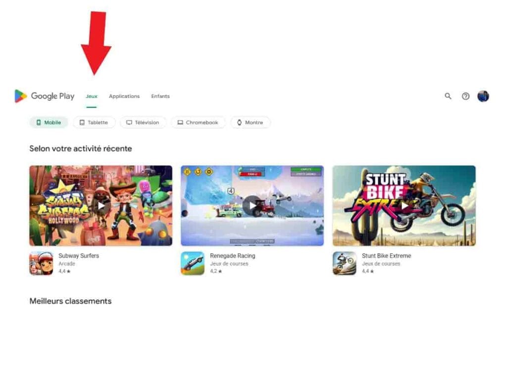 Jeux Google Play store