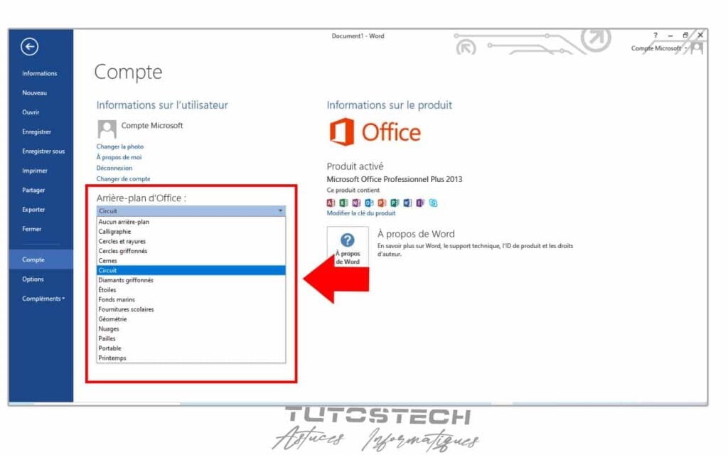 Modification arrière-plan Word