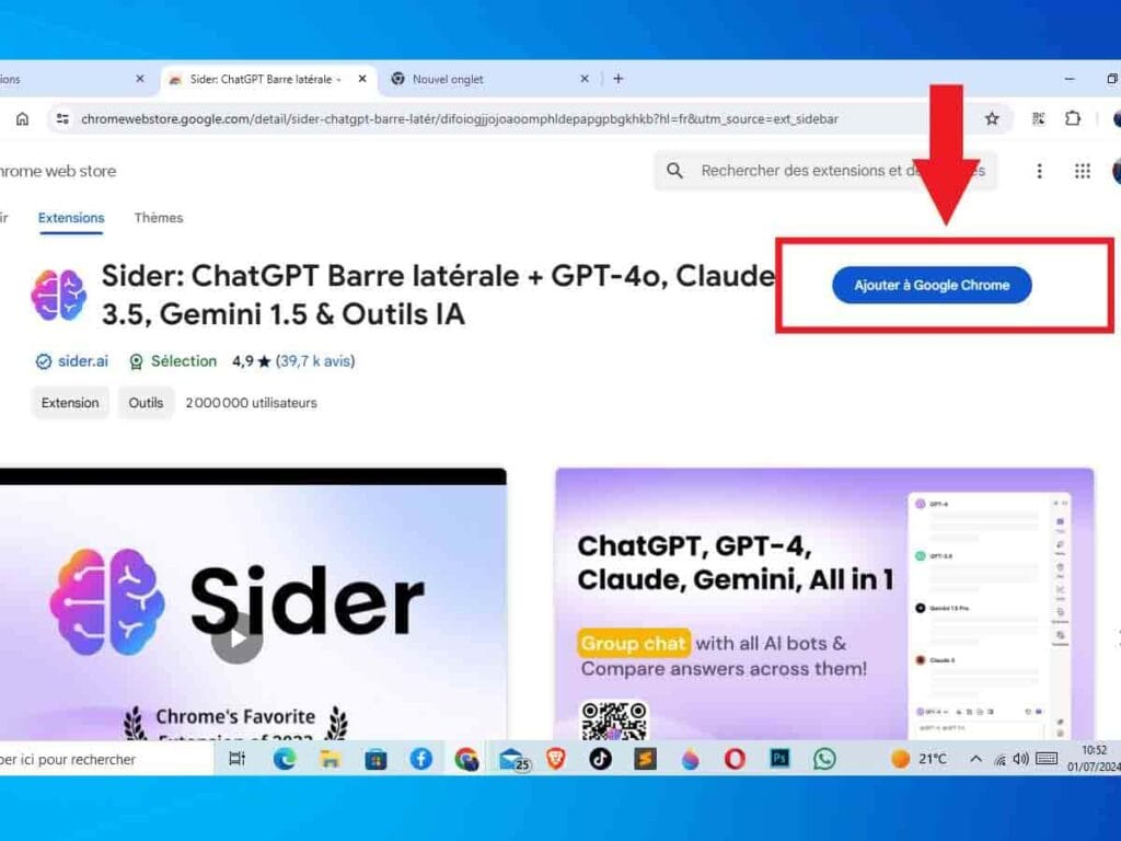 Ajout extension Chrome Web Store