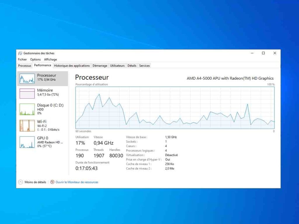 Capture des performances avec le Gestionnaire des tâches