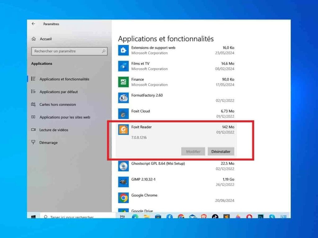 Désinstaller un programme
