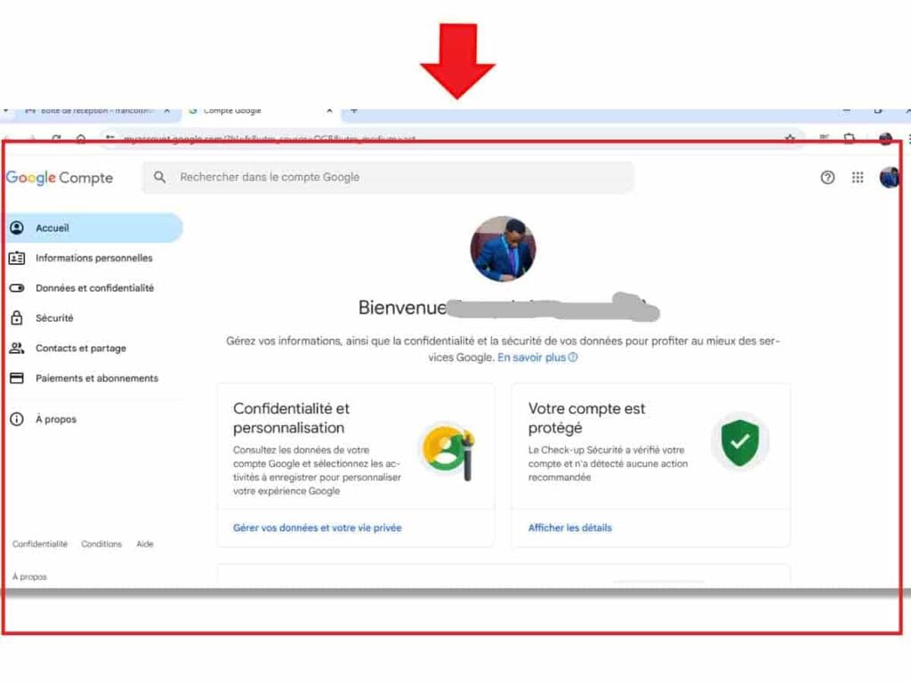les paramètres compte Gmail