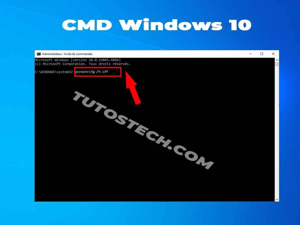 Commande cmd pour Désactiver l'hibernation