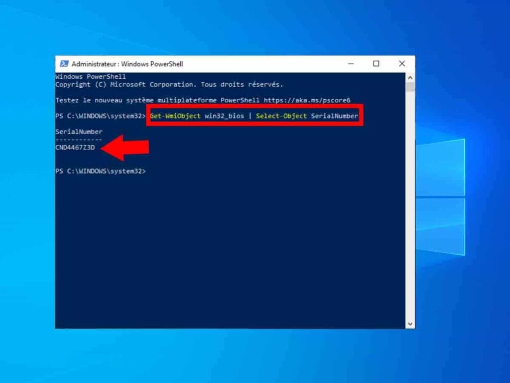 PowerShell commande : numéro de série ordinateur windows 