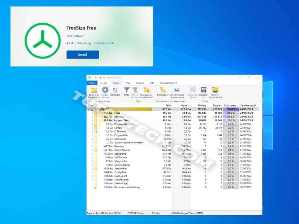 TreeSize Free - Comment libérer d'espace avec CMD sur Windows 10