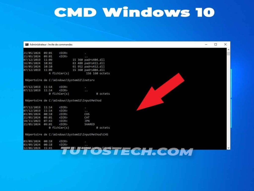 Comment libérer d'espace avec CMD sur Windows 10 - cmd pour afficher tous les fichiers et dossiers disque C