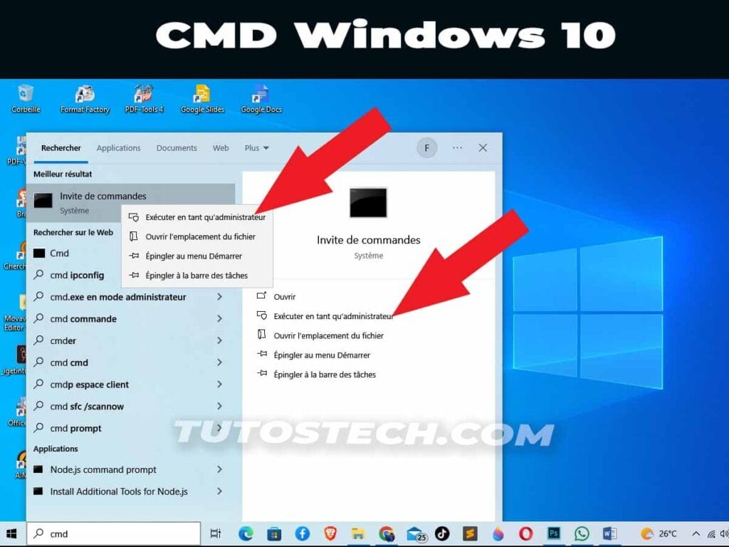 exécution cmd Windows en tant admin