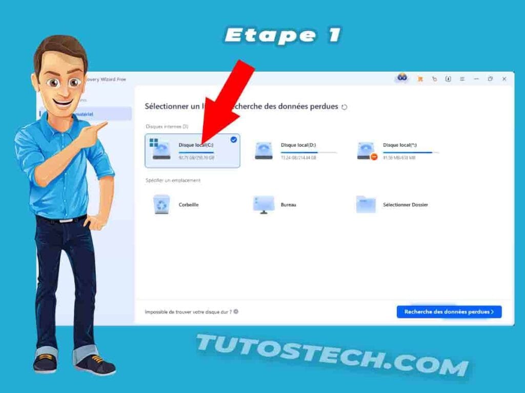 Processus 1 pour Récupérer toute donnée supprimée Windows