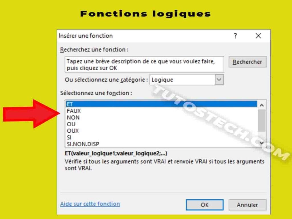 Fonctions logiques Excel