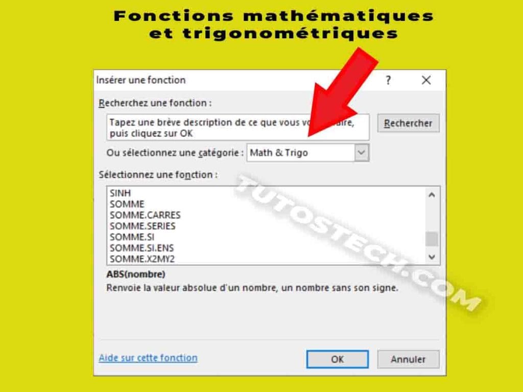 Fonctions mathématiques et trigonométriques