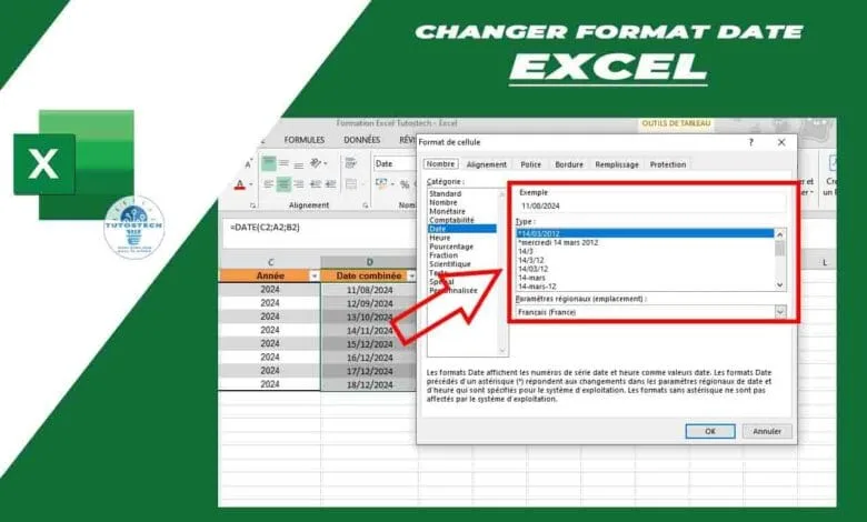 Modifier le format date dans Excel