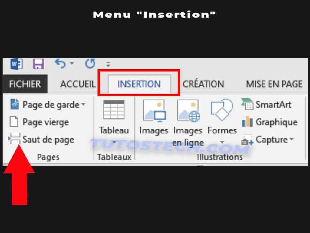 interface menu Insertion