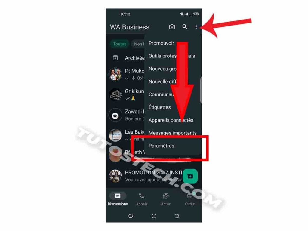 Paramètres WhatsApp
