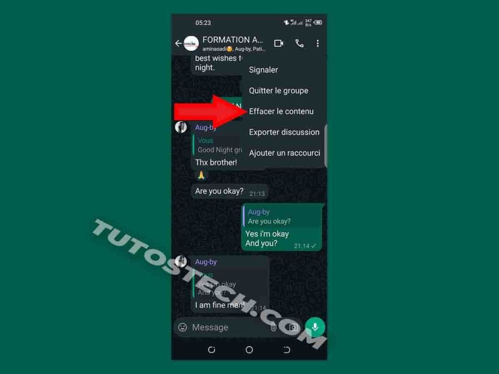 Suppression de l'historique contenu WhatsApp