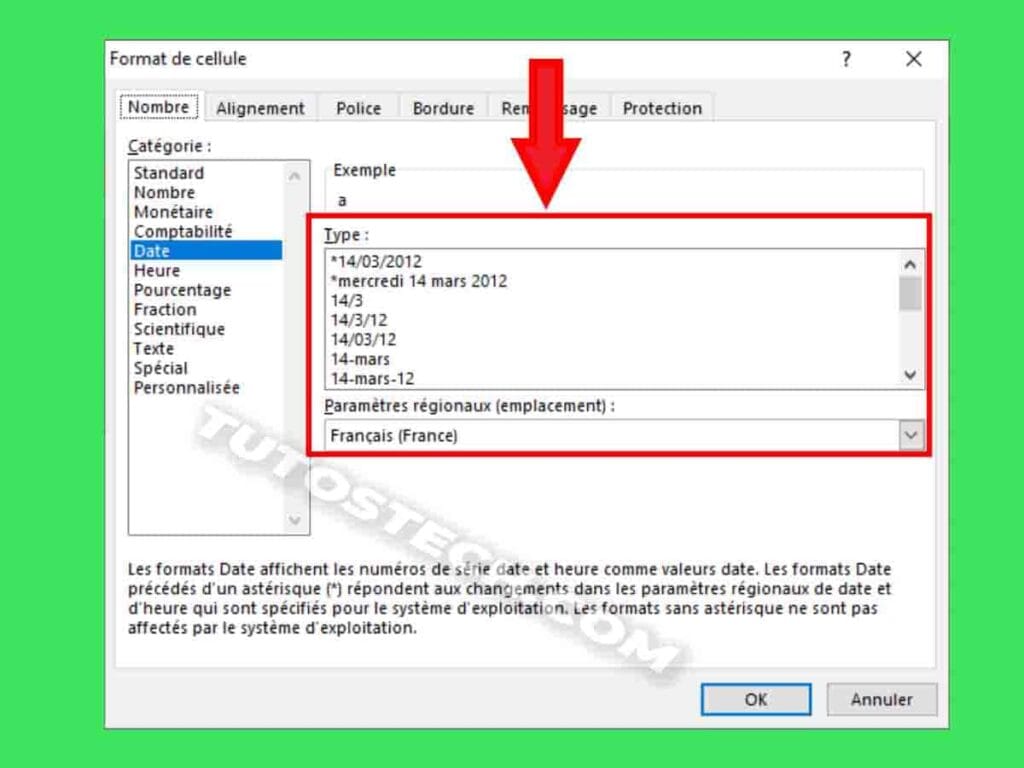 capture des Types dates Excel