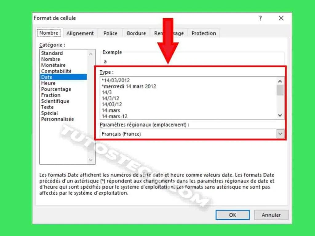 capture des Types dates Excel