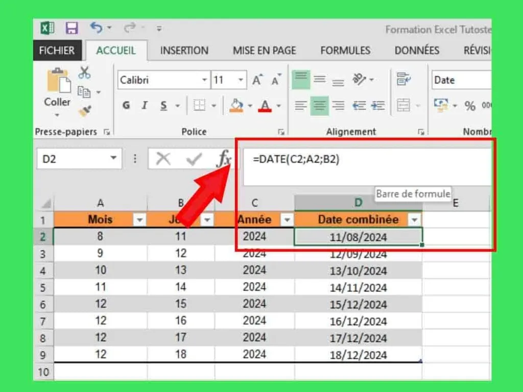 les fonctions Excel pour modifier le format de date