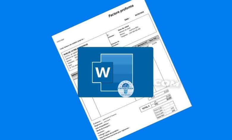 Créer facture proforma Word à partir de modèle