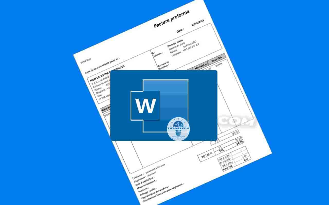 Créer facture proforma Word à partir de modèle