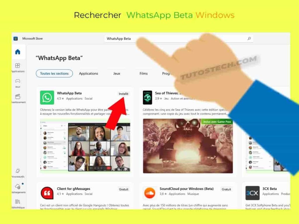 Rechercher WhatsApp Beta Windows