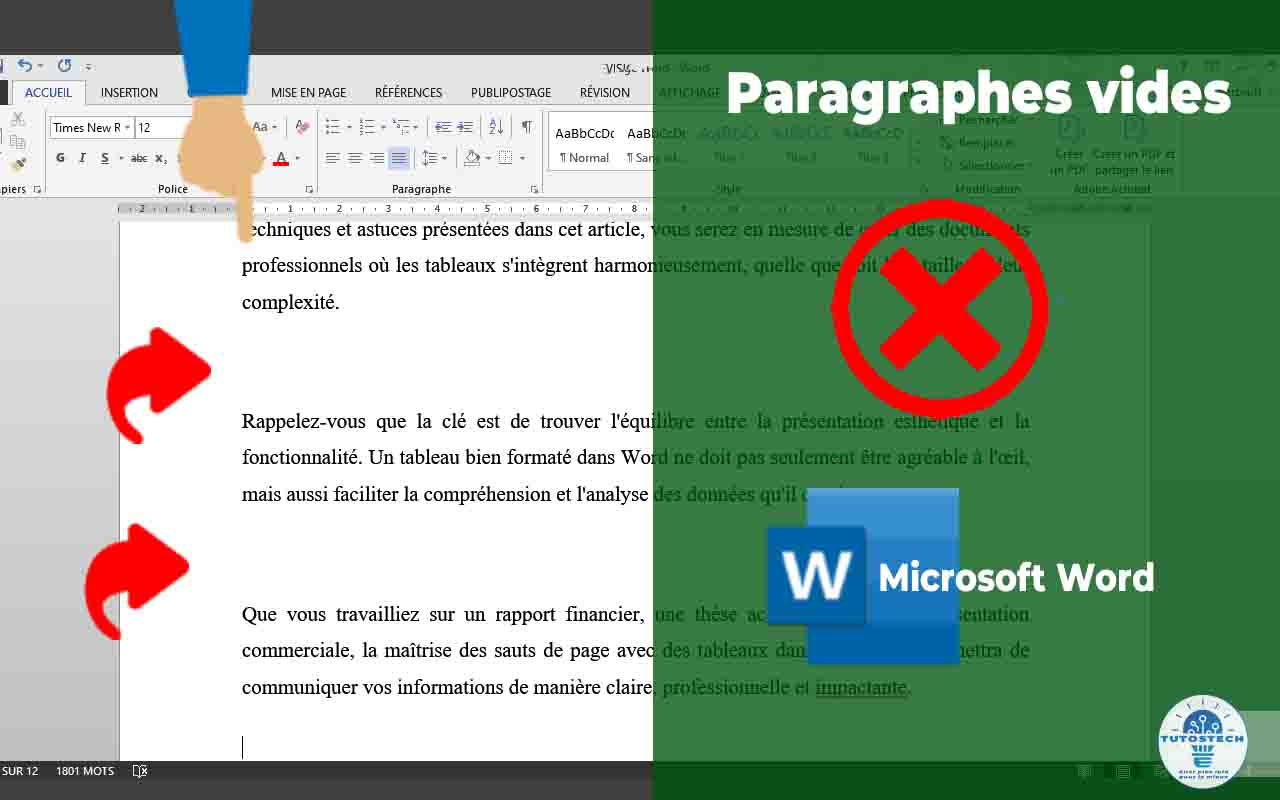 détail pour supprimer tous les paragraphes vides dans un document Word