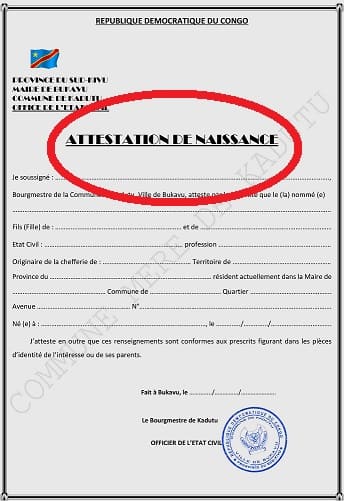 attestation de naissance
