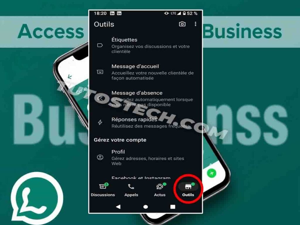 Accéder aux paramètres d’outils professionnels