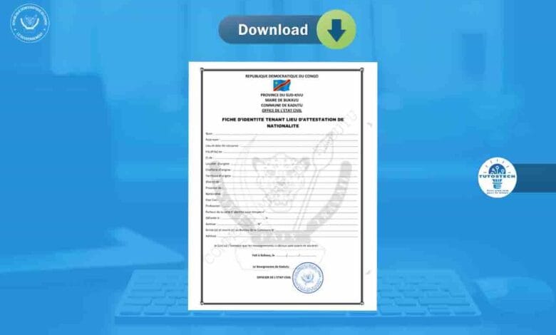 Fiche d’identité tenant lieu d’attestation de nationalité en RDC
