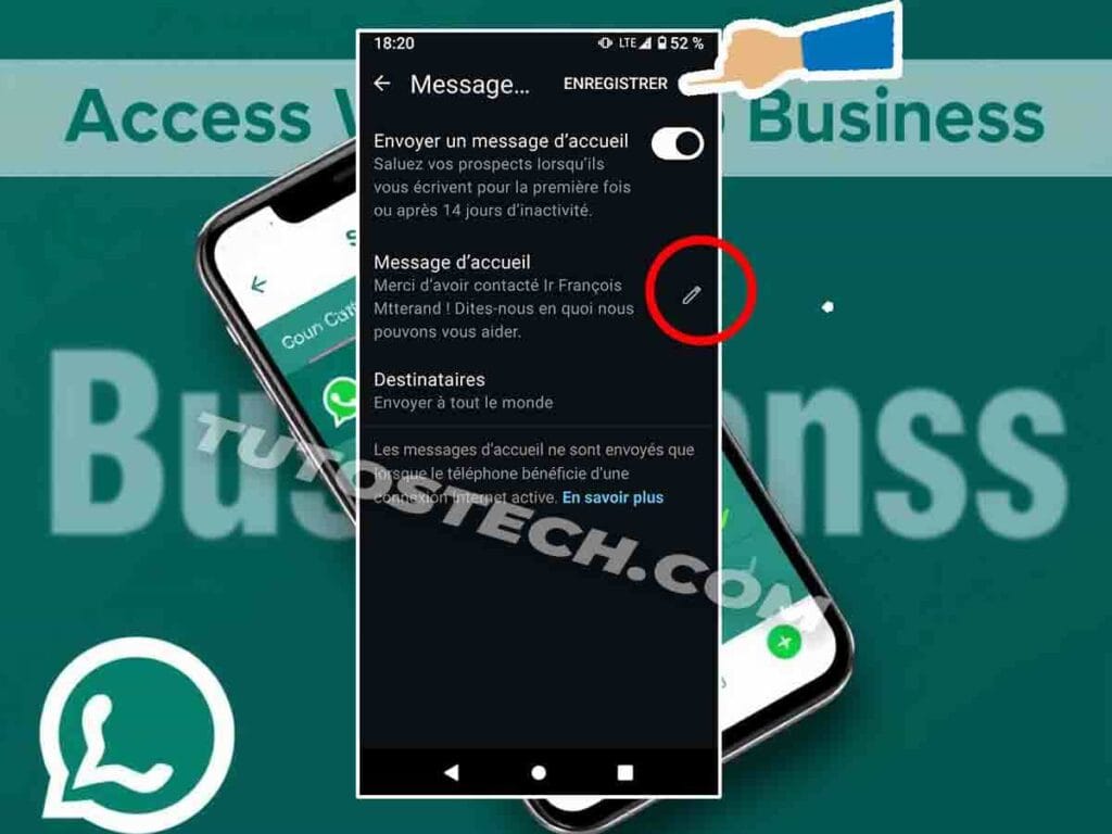 Rédiger le Message d'Accueil