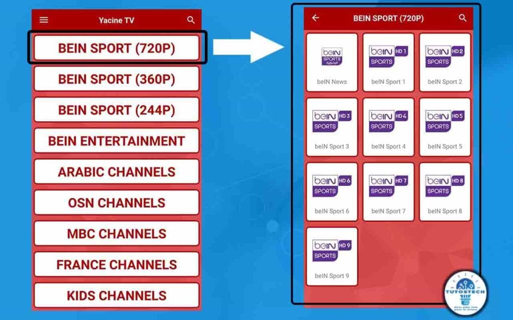 Yacine TV Interfaces