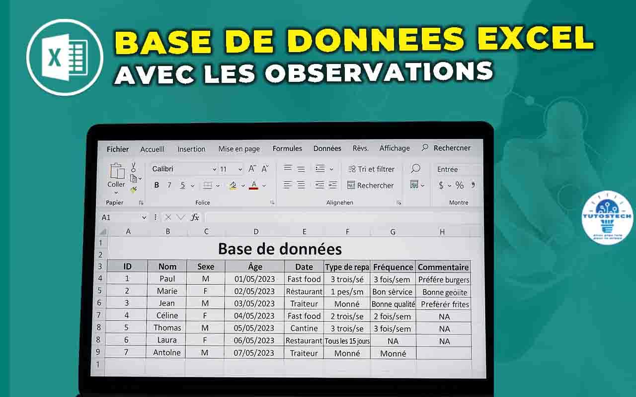 Comment créer une Base de données Excel avec les observations