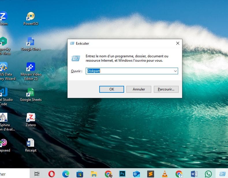 raccourci clavier Windows + R