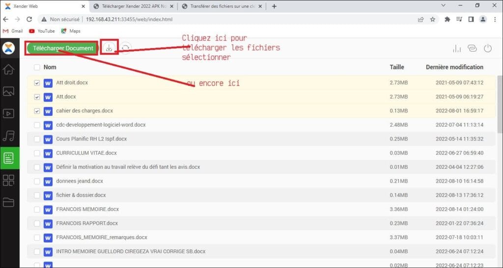 action de Transférer fichiers entre téléphone et ordinateur sans câble USB