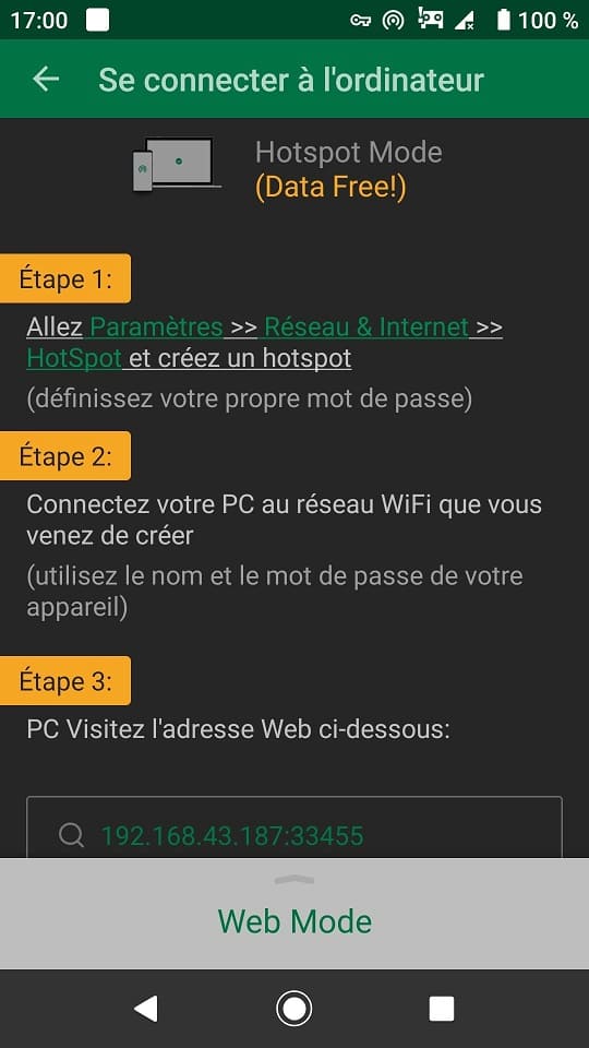 création du point d'accès