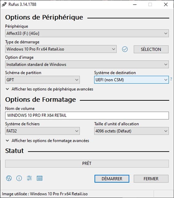 Sélection du périphérique