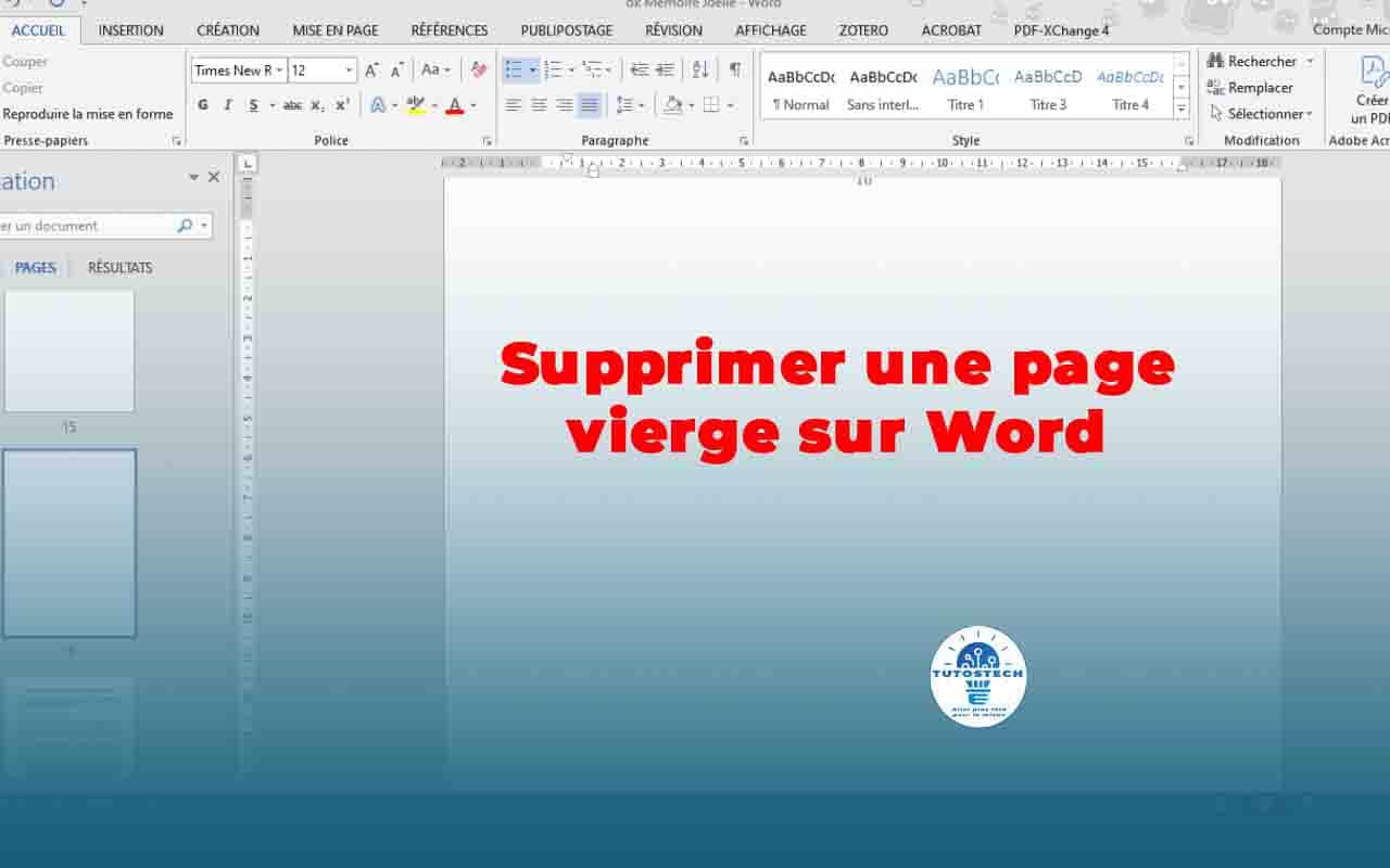 Supprimer une page vierge sur Word