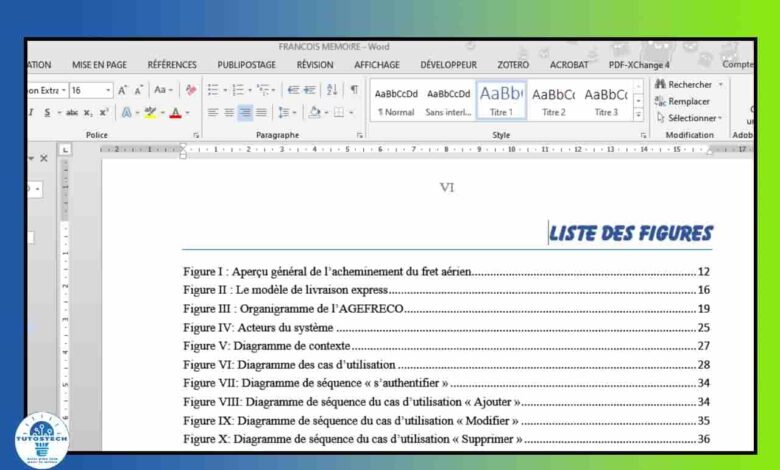Faire une liste des figures dans Microsoft Word