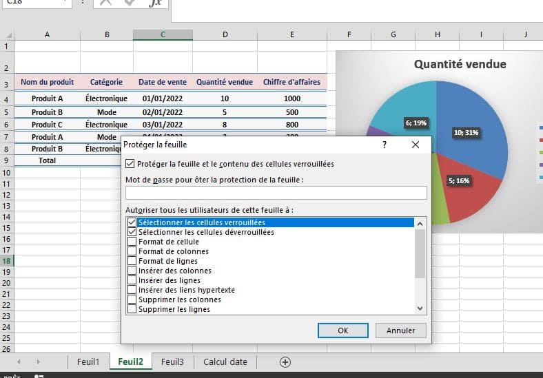 Protection feuille Excel