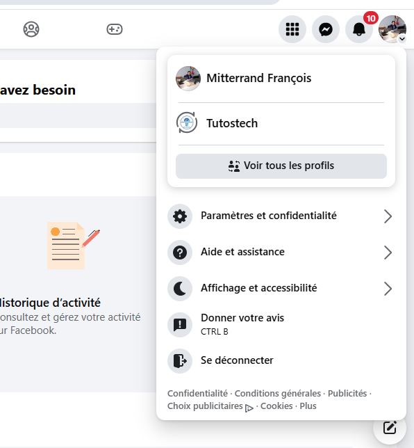 paramètres et confidentialité Facebook